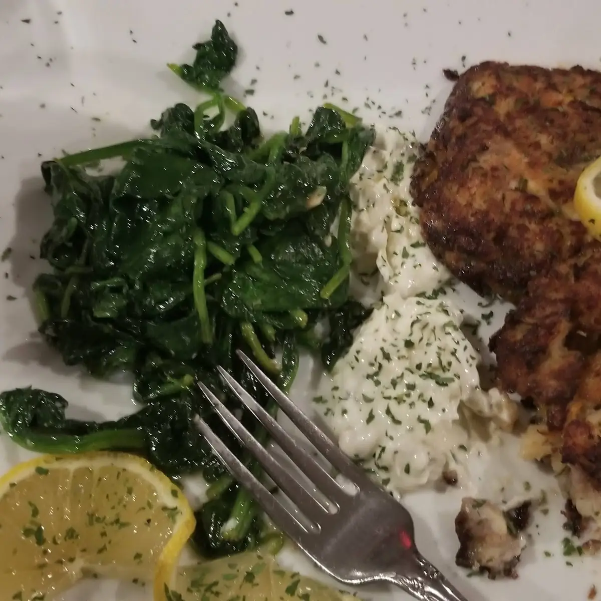 Crab Cakes and Spinach