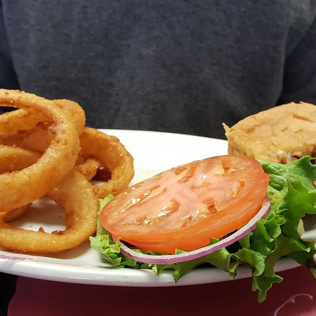 Onion Rings and Hamburger
