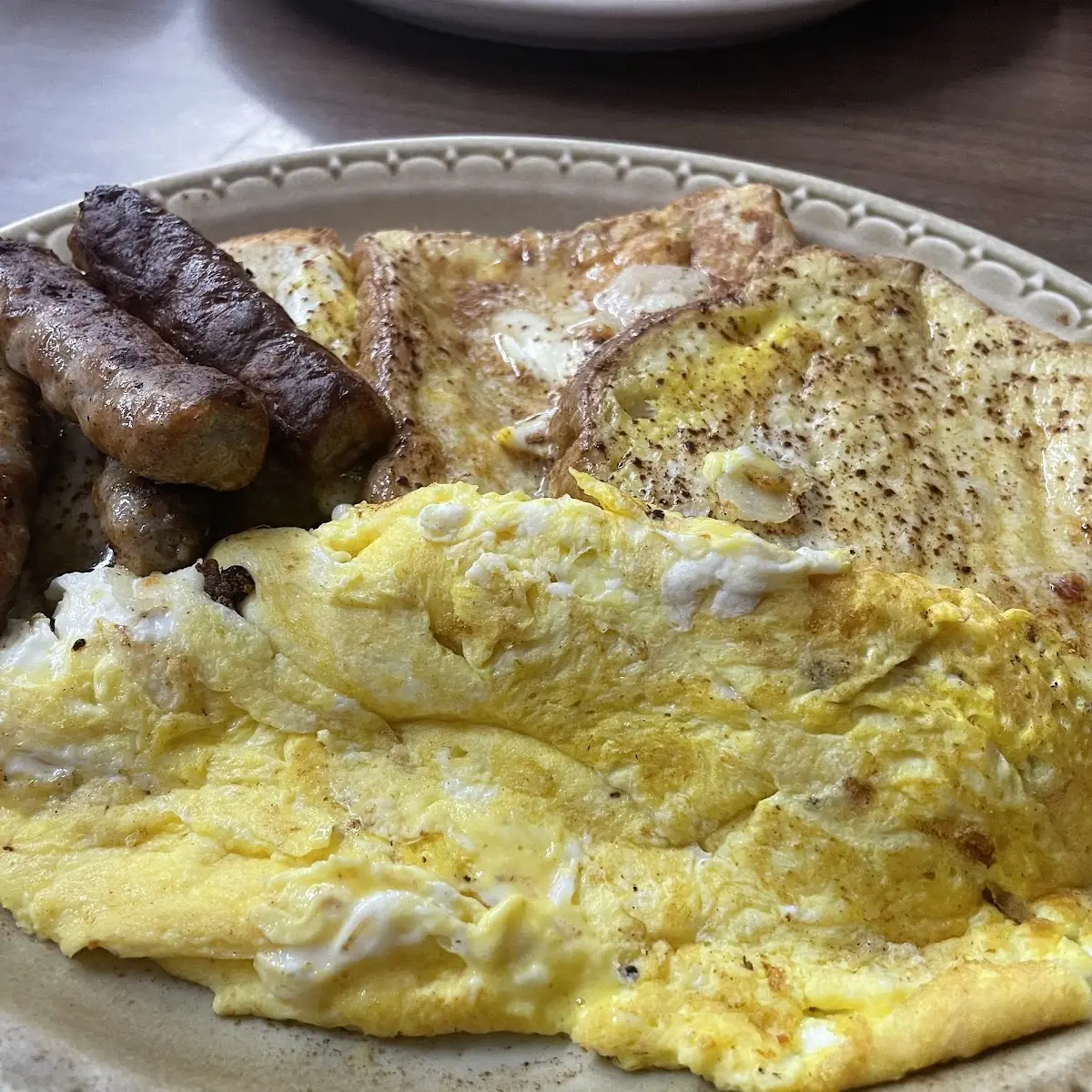 Scrambled Eggs French Toast Sausage Links