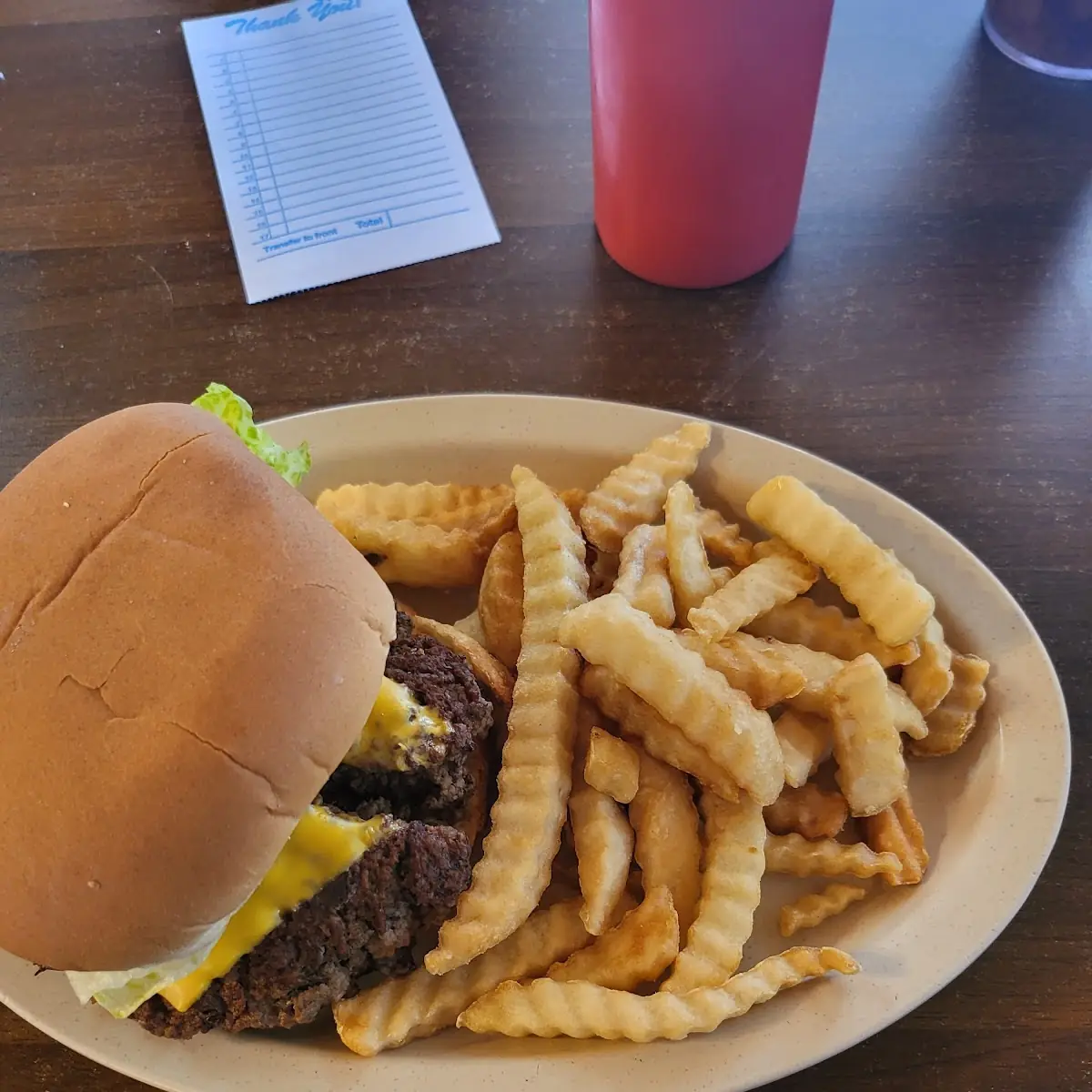Cheese Burger and Fries