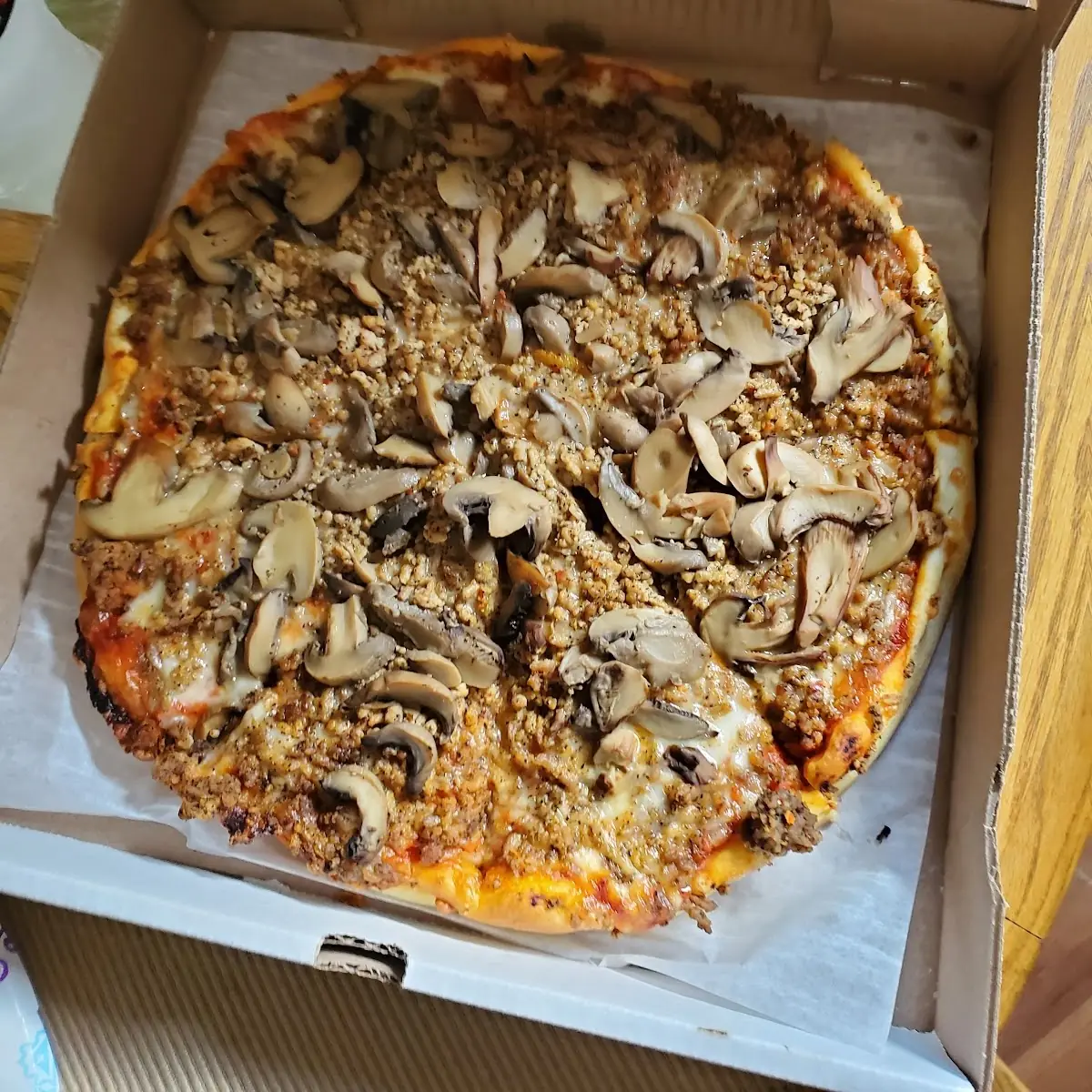 Mushroom Sausage Pizza