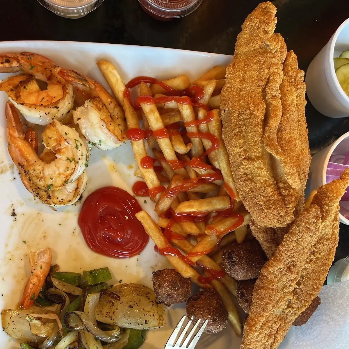 Catfish and Grilled Shrimp