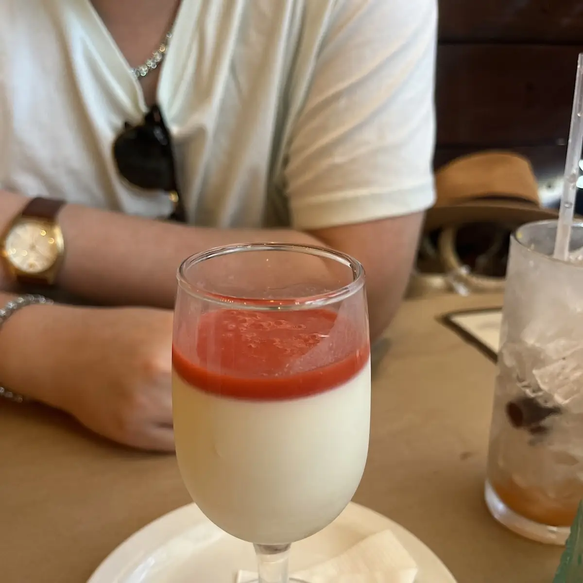 Basil Panna Cotta with Strawberry Purée