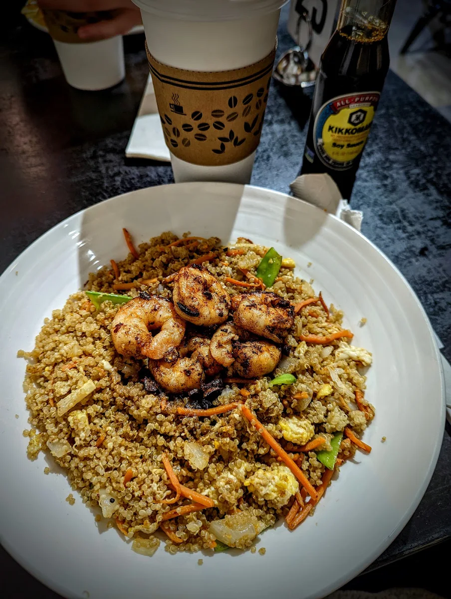 Garlic Shrimp Fried Quinoa Bowl