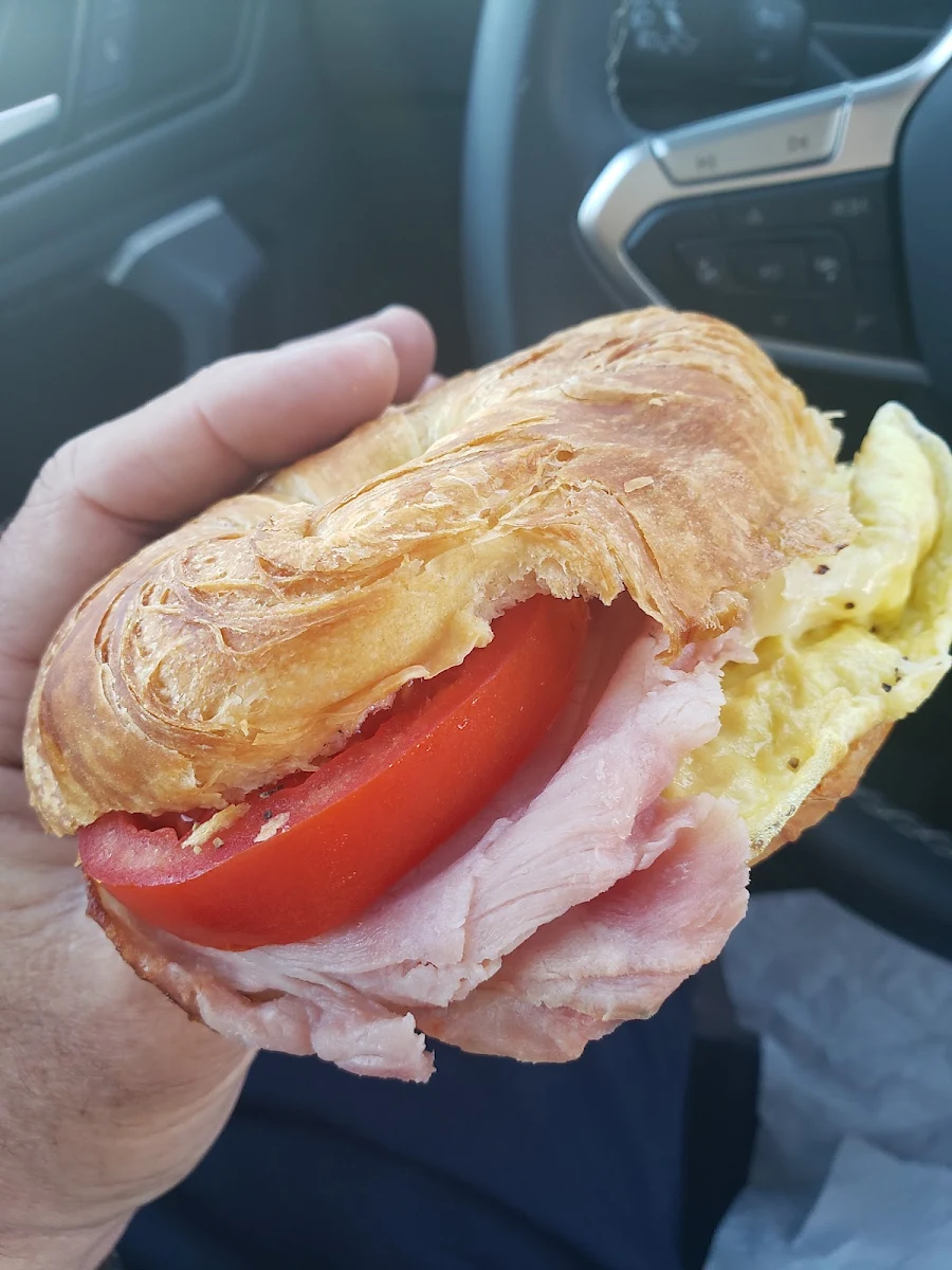Croissant with Ham Egg Swiss and Tomatoe