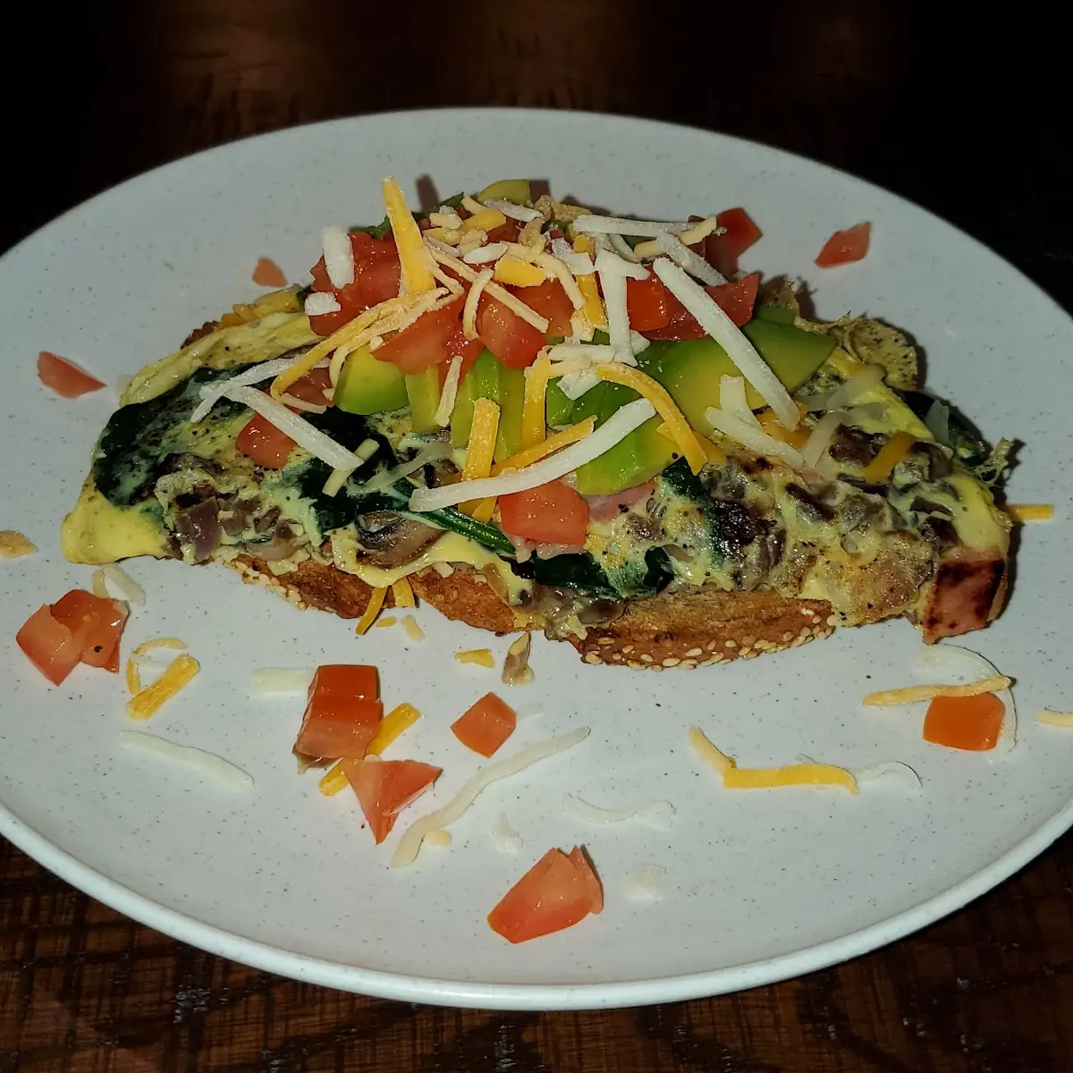 Avocado Toast with an Egg Omelette on Top