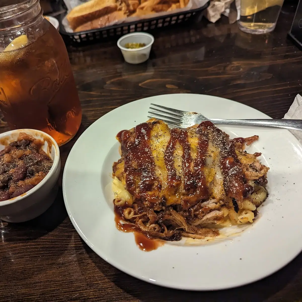 Pulled Pork Mac N Cheese and Cowboy Beans