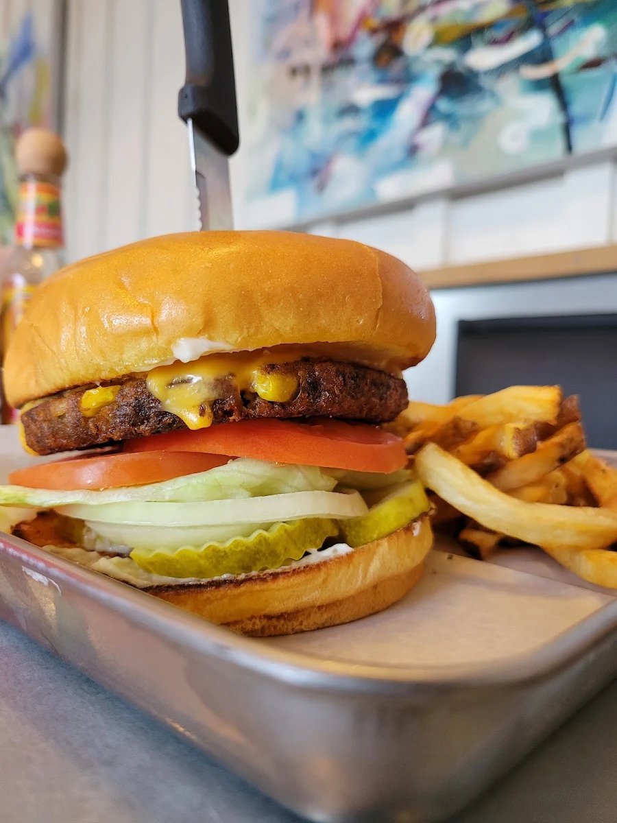 Black Bean Burger with Hand Cut Fries