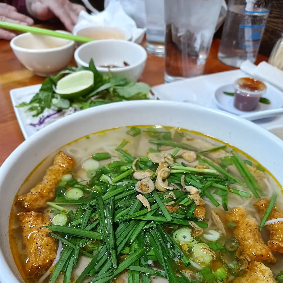 Noodle Soup with Fried Shrimp