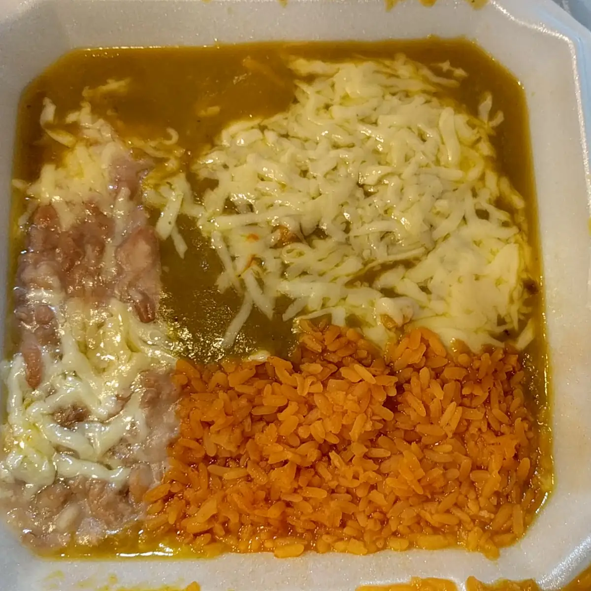 Green Enchiladas with Rice & Beans