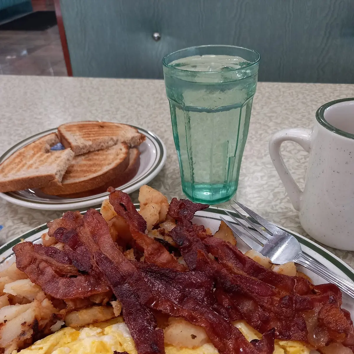 Scrambled Eggs Bacon and Home Fries