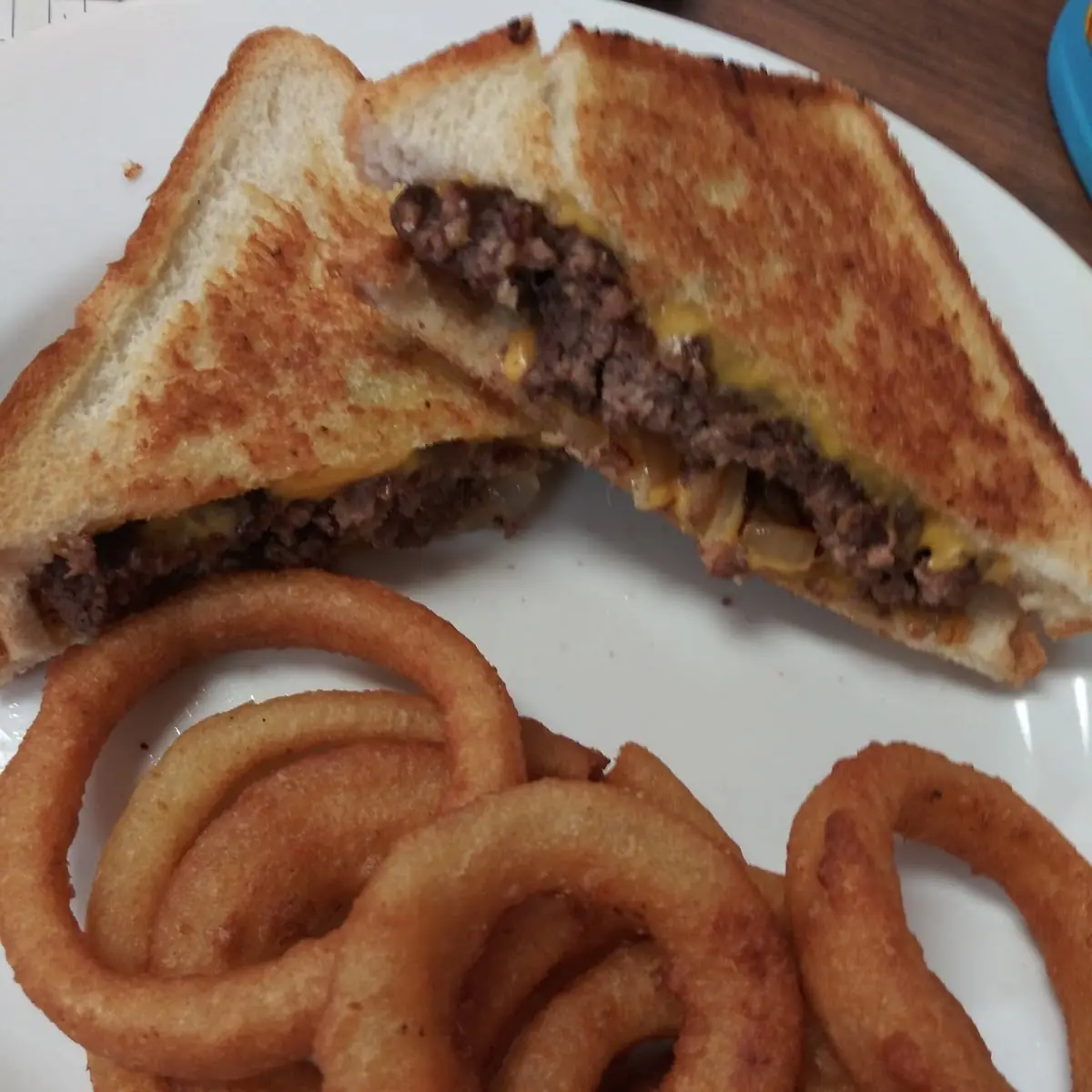 Patty Melt with Onion Rings