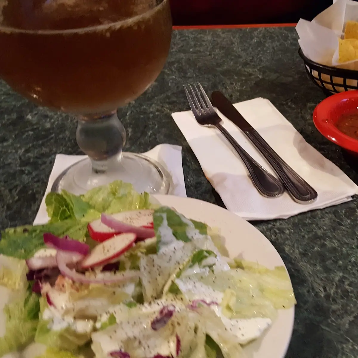 Dinner House Side Salad w Chips Salsa and Super Chavela