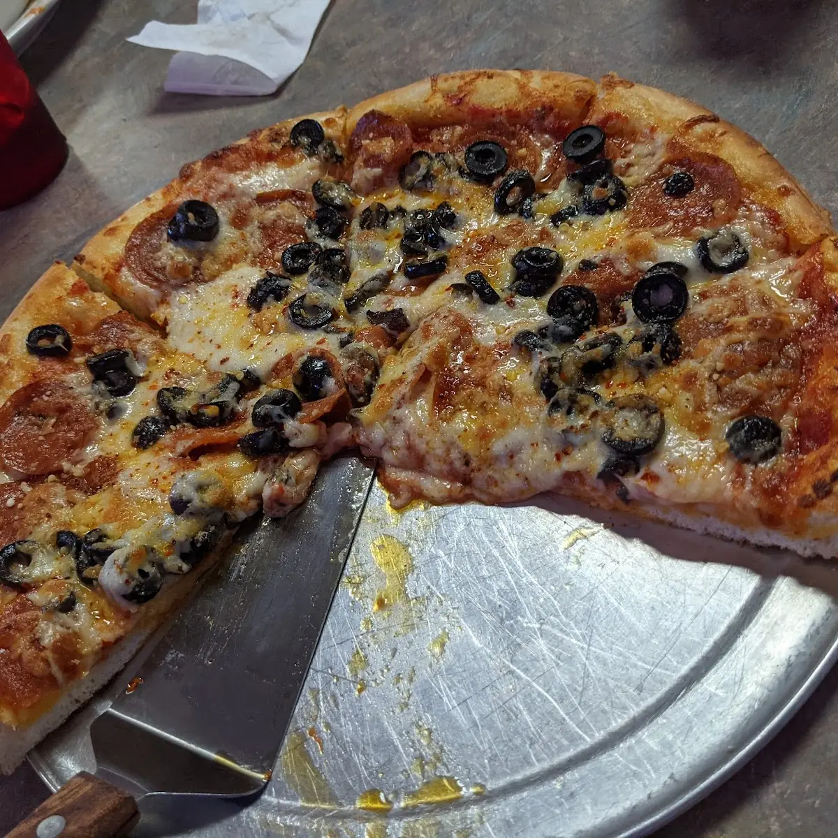 Pepperoni and Olive Pizza
