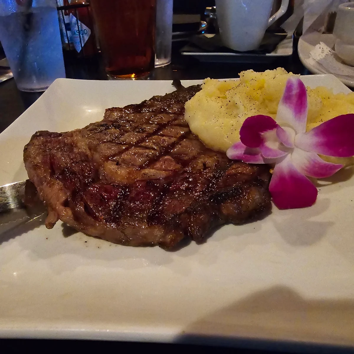 Grilled Rib Eye Steak and Mashed Potatoes