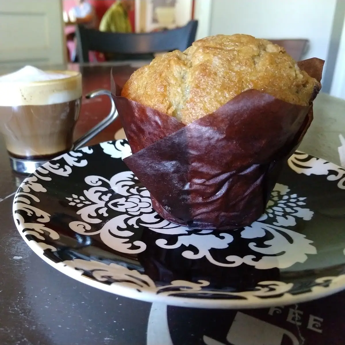 Traditional Macchiato and Blueberry Muffin