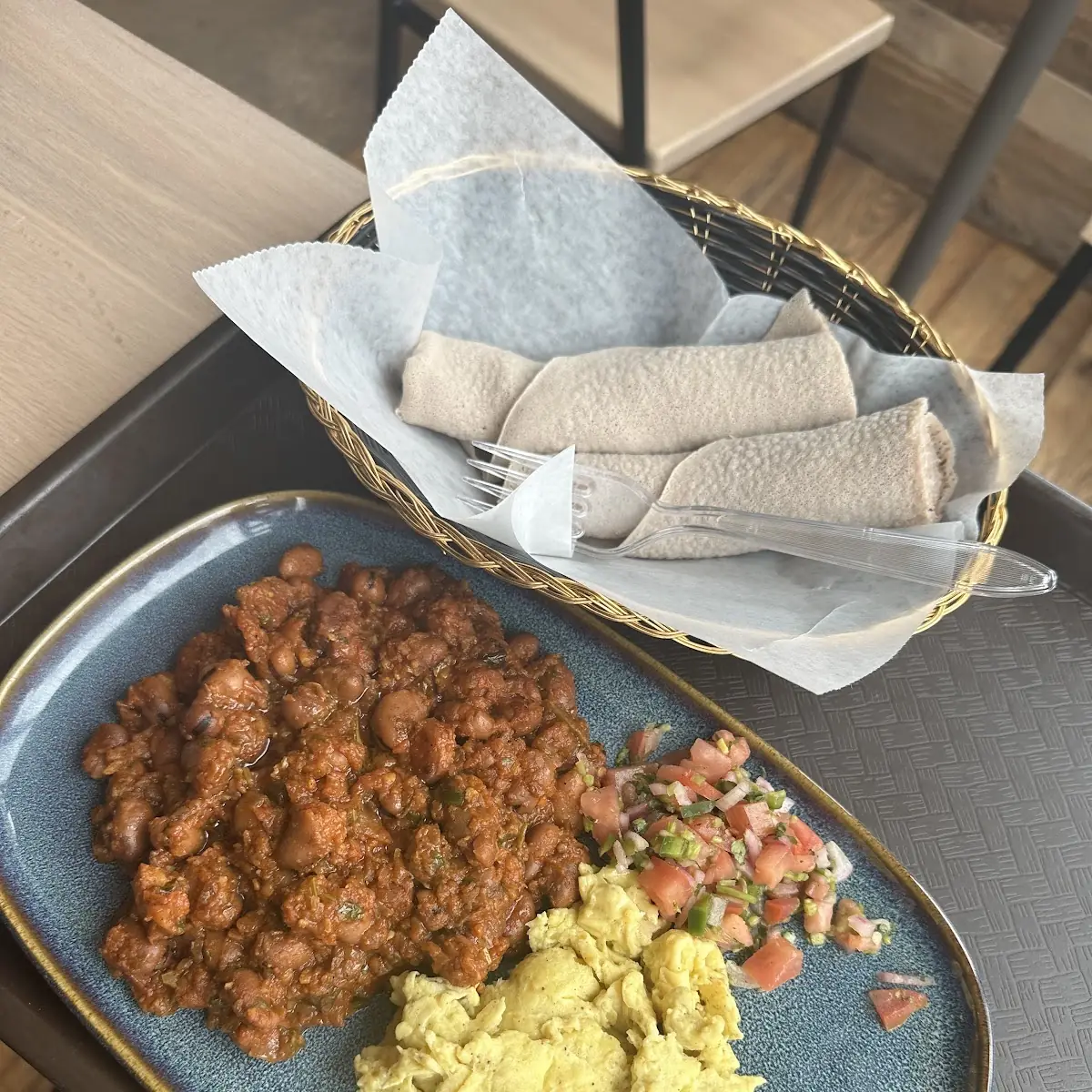 Ful and Eggs with Injera
