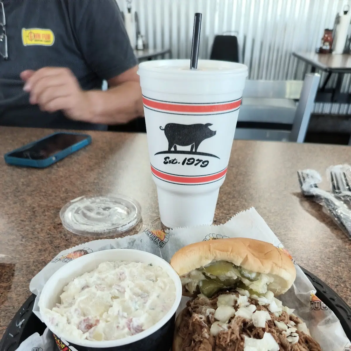 Pulled Beef Sandwich with Baked Potato Potato Salad