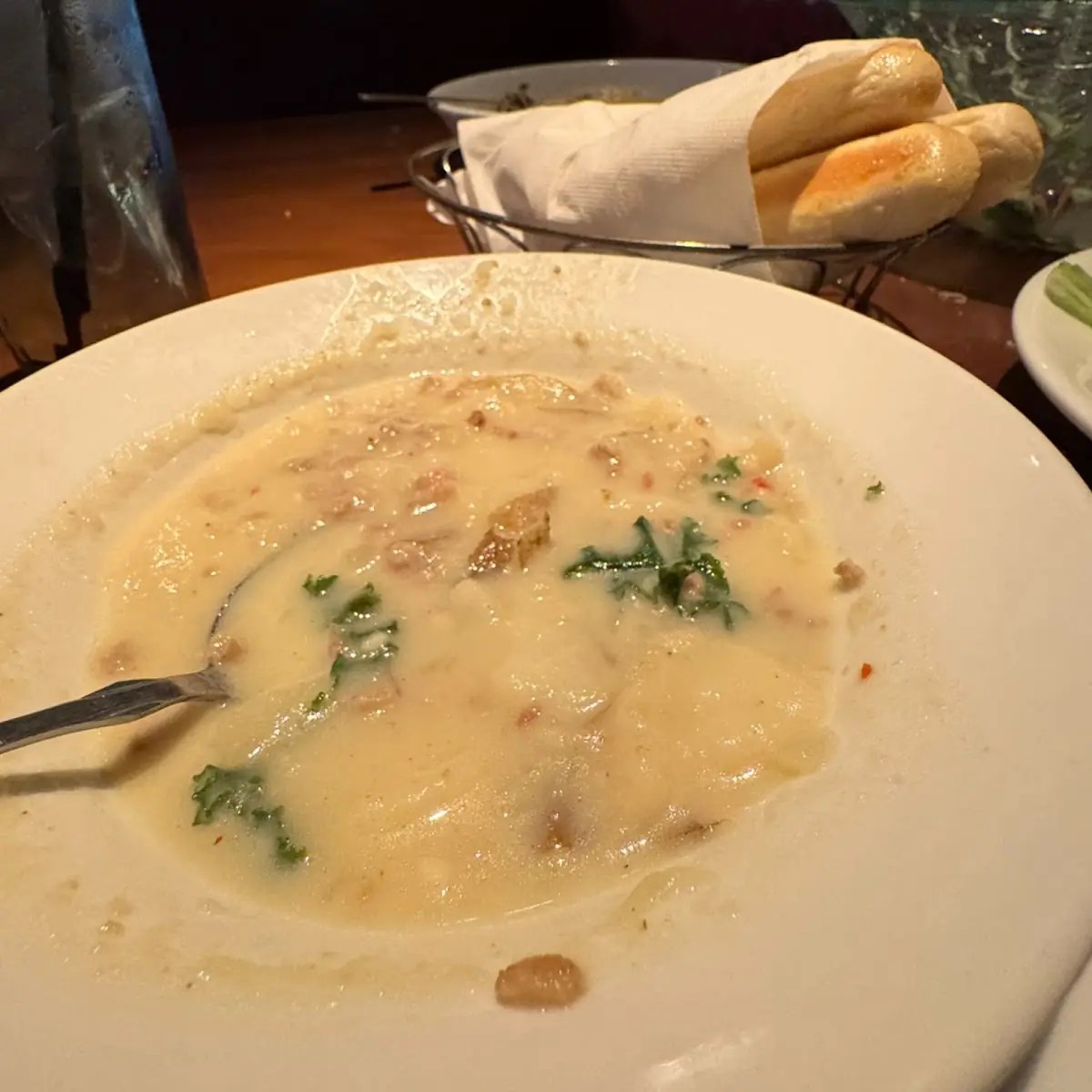 Chicken Gnocchi Soup and Breadsticks