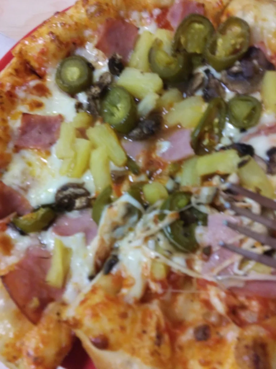 Personal Pizza Ham Pineapple Mushrooms Jalapeños