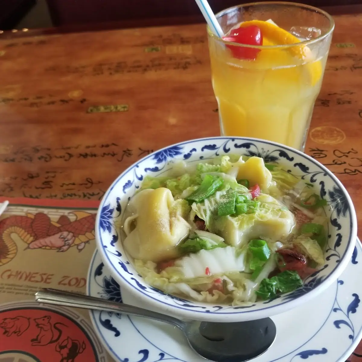 Wonton Soup and Mai Tai