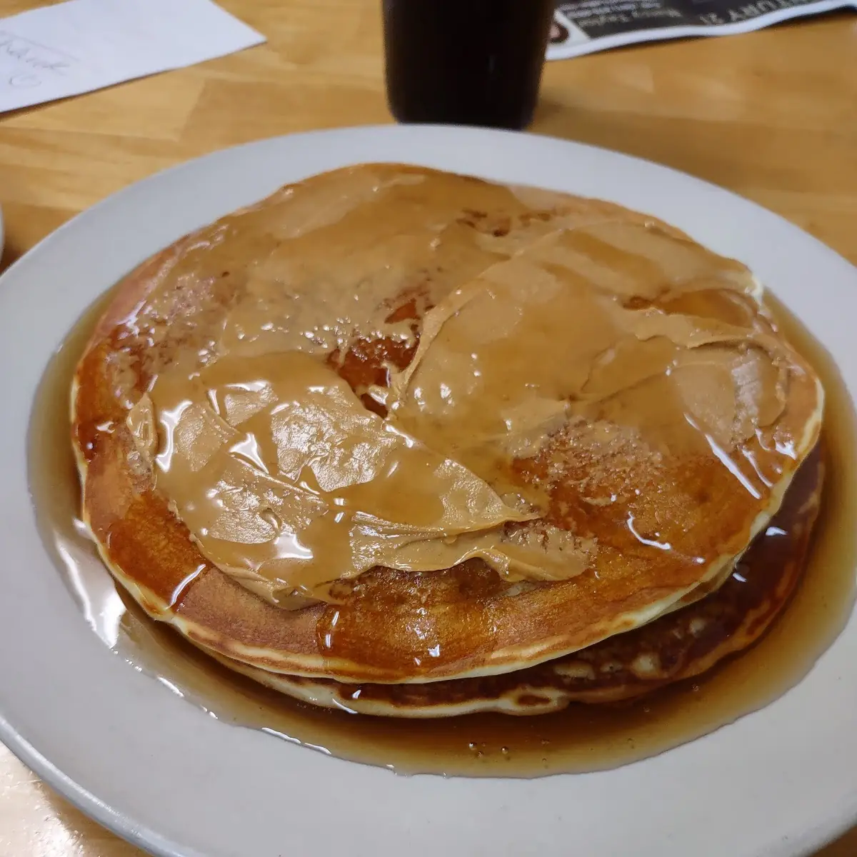 Full Stack of Pancakes with Peanut Butter