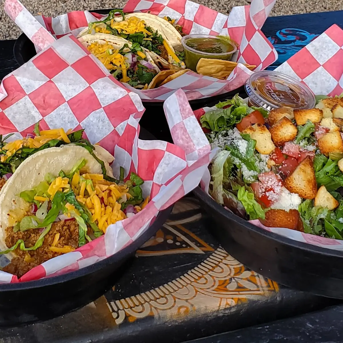 Beef Tacos and Dinner Salad