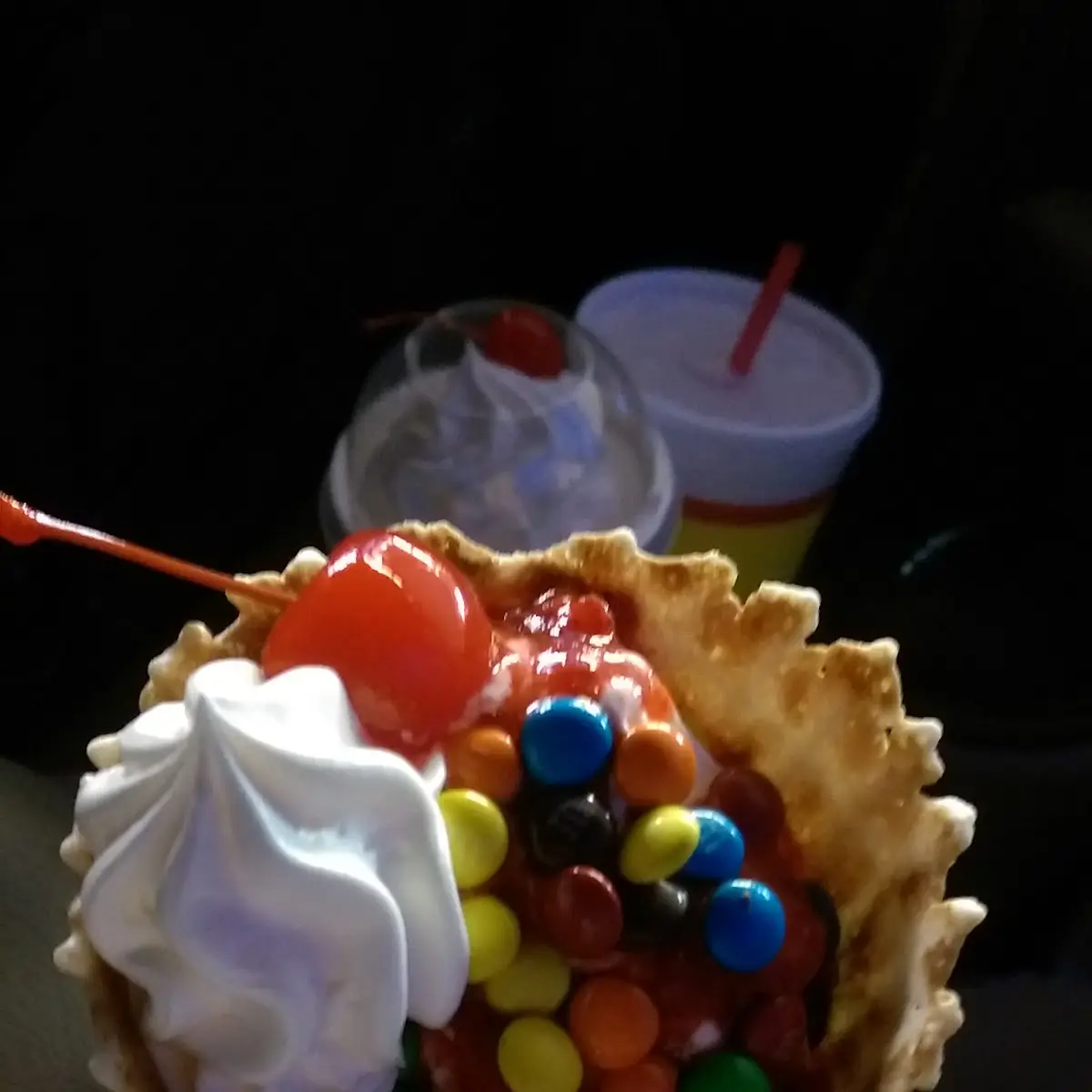 Strawberry M&M Waffle Cone