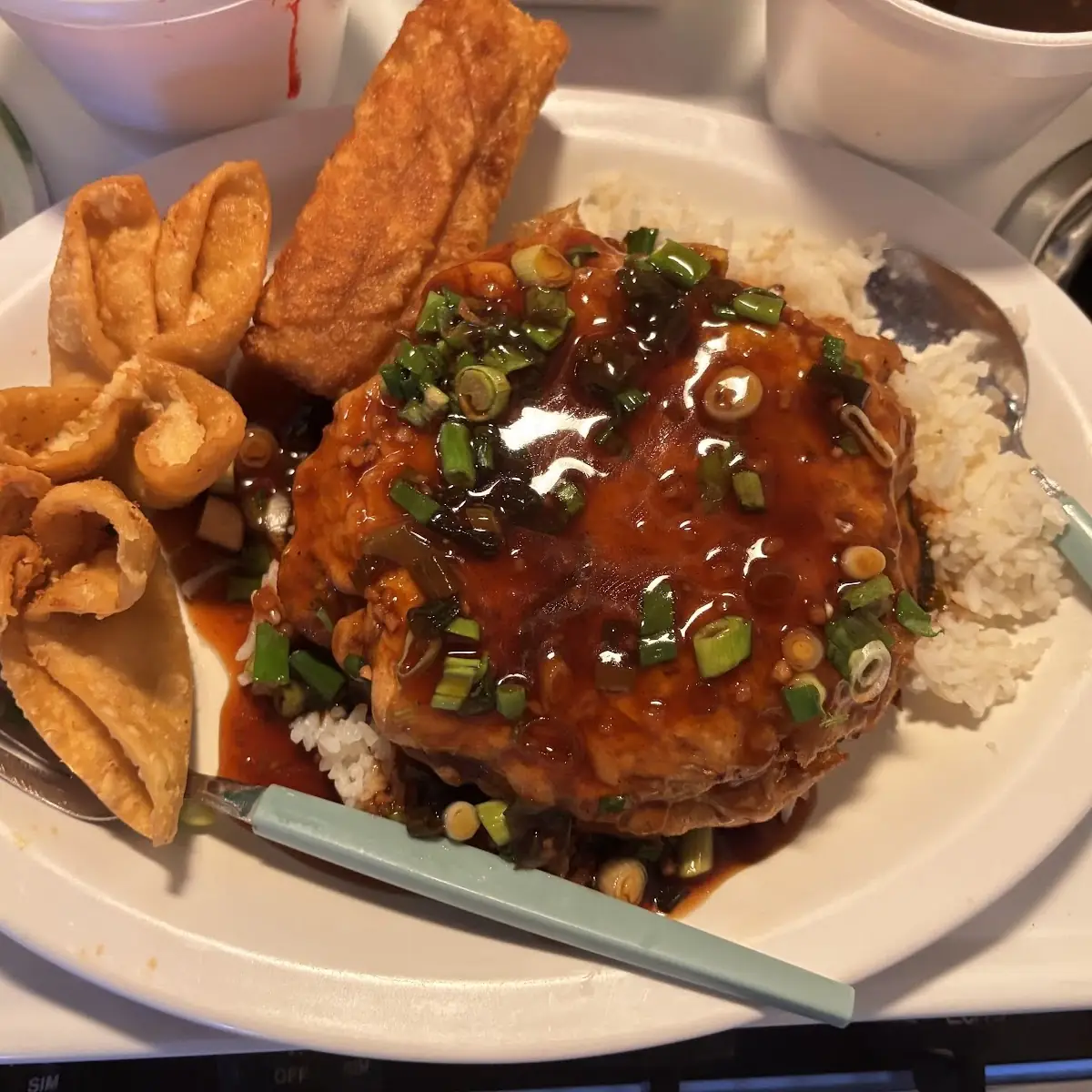 Shrimp Egg Foo Young Steamed Rice
