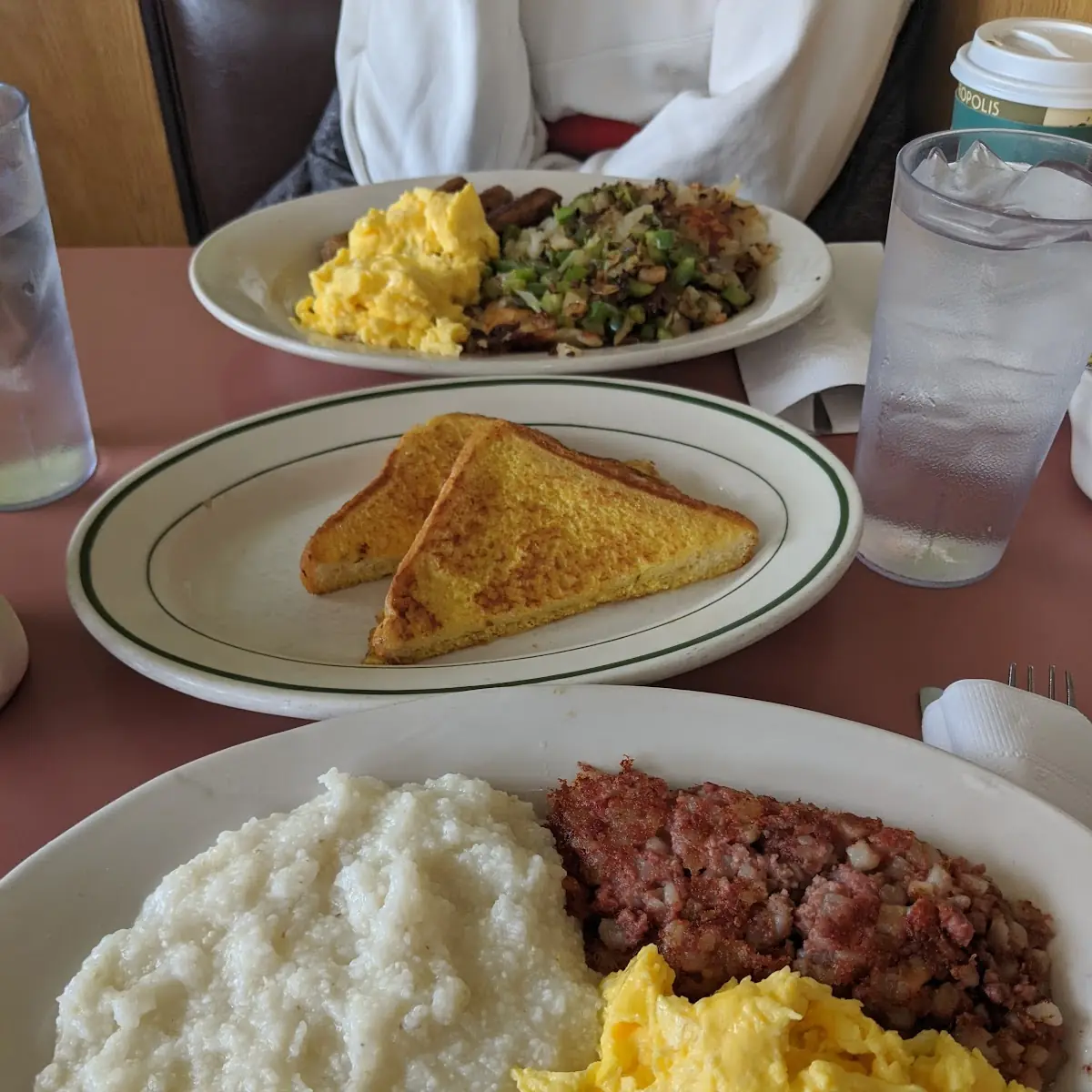Corned Beef Hash Eggs and Grits