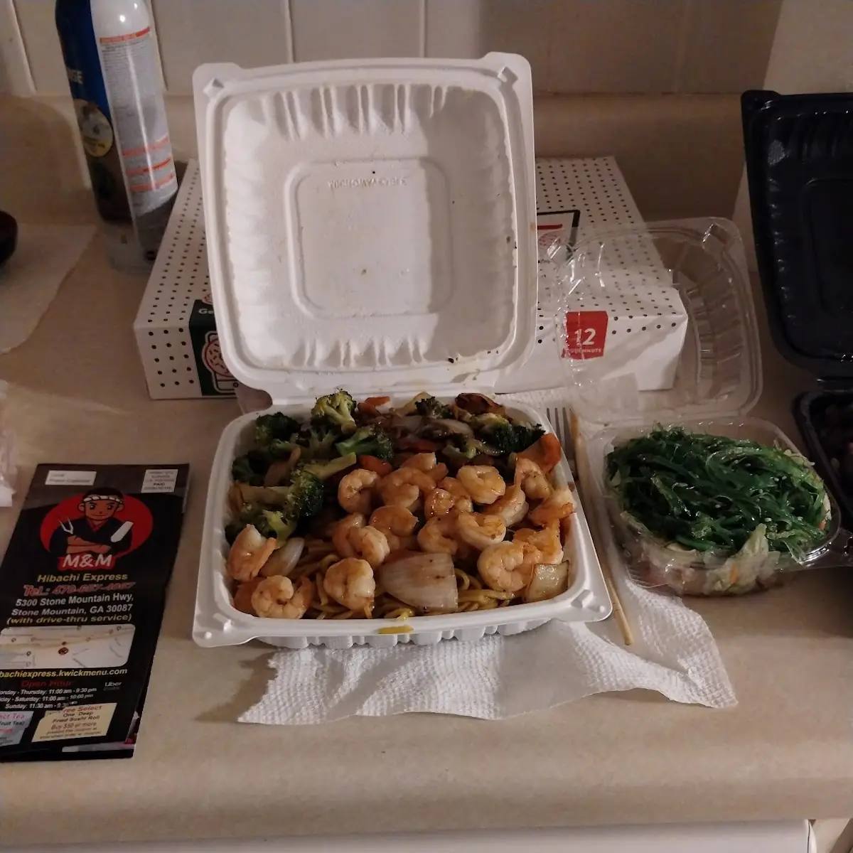 Veggie Yaki Soba and Shrimp