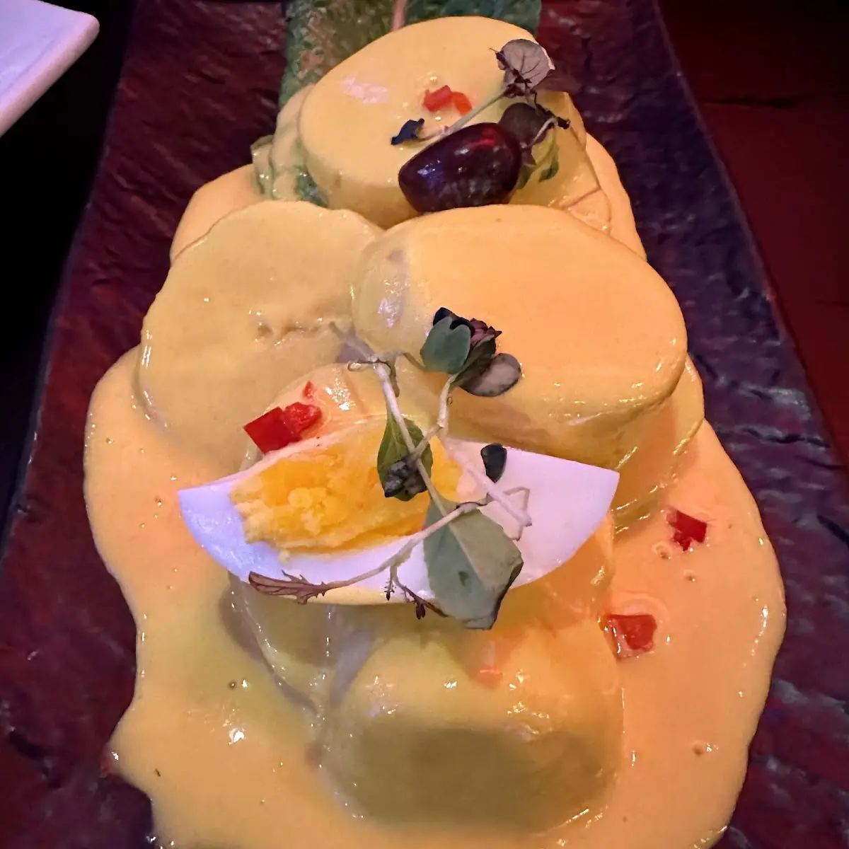 Causa Acevichada con Chicharron de Pescado