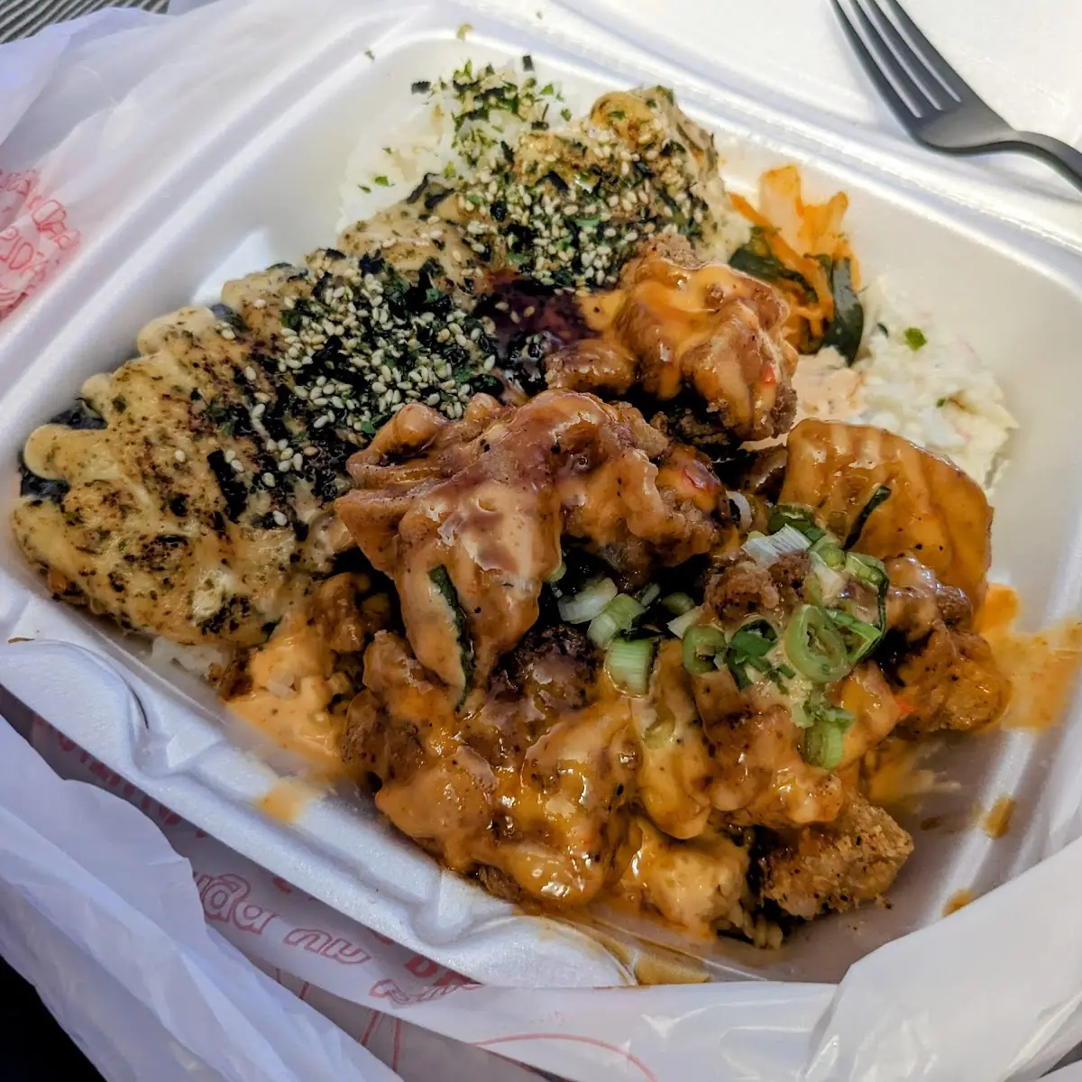 Furikaki Salmon and Dynamite Chicken Bites