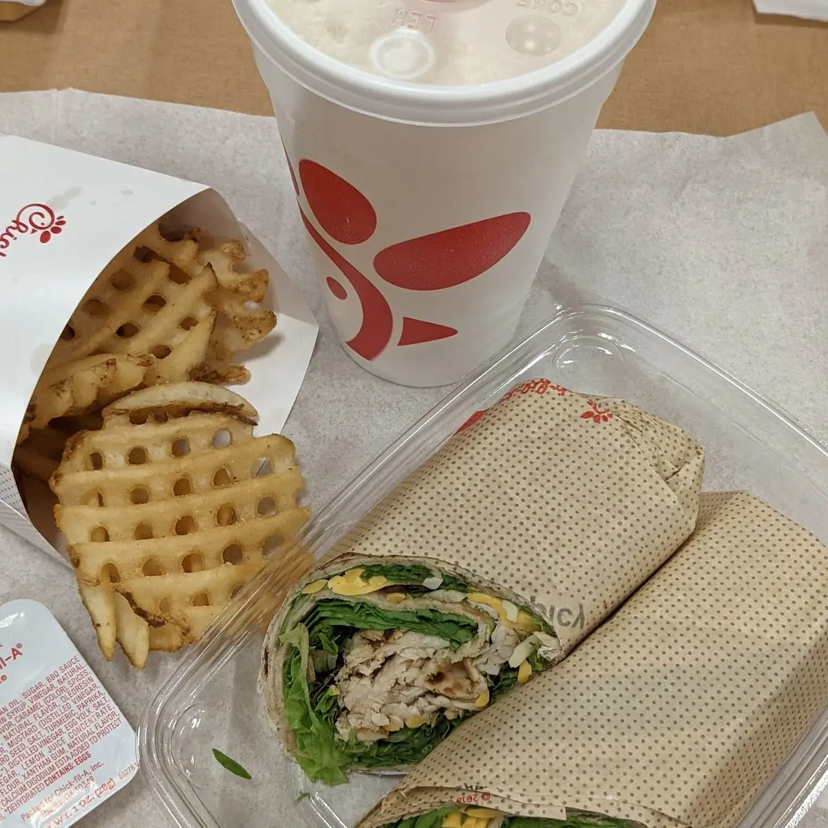 Chicken Wrap with Waffle Fries Potato