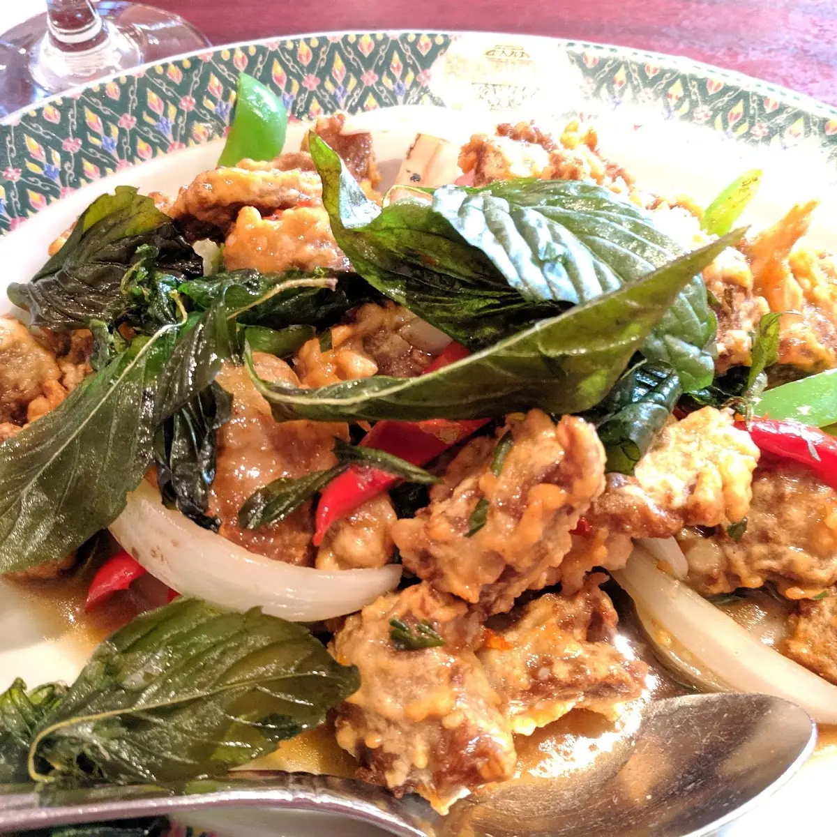 Crispy Mock Duck with Basil Fried Rice