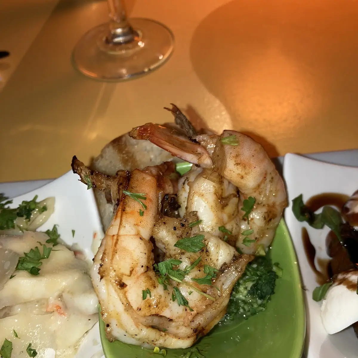 Bacon Wrapped Scallops Shrimp and Rice & Grouper with Mashed Potatoes