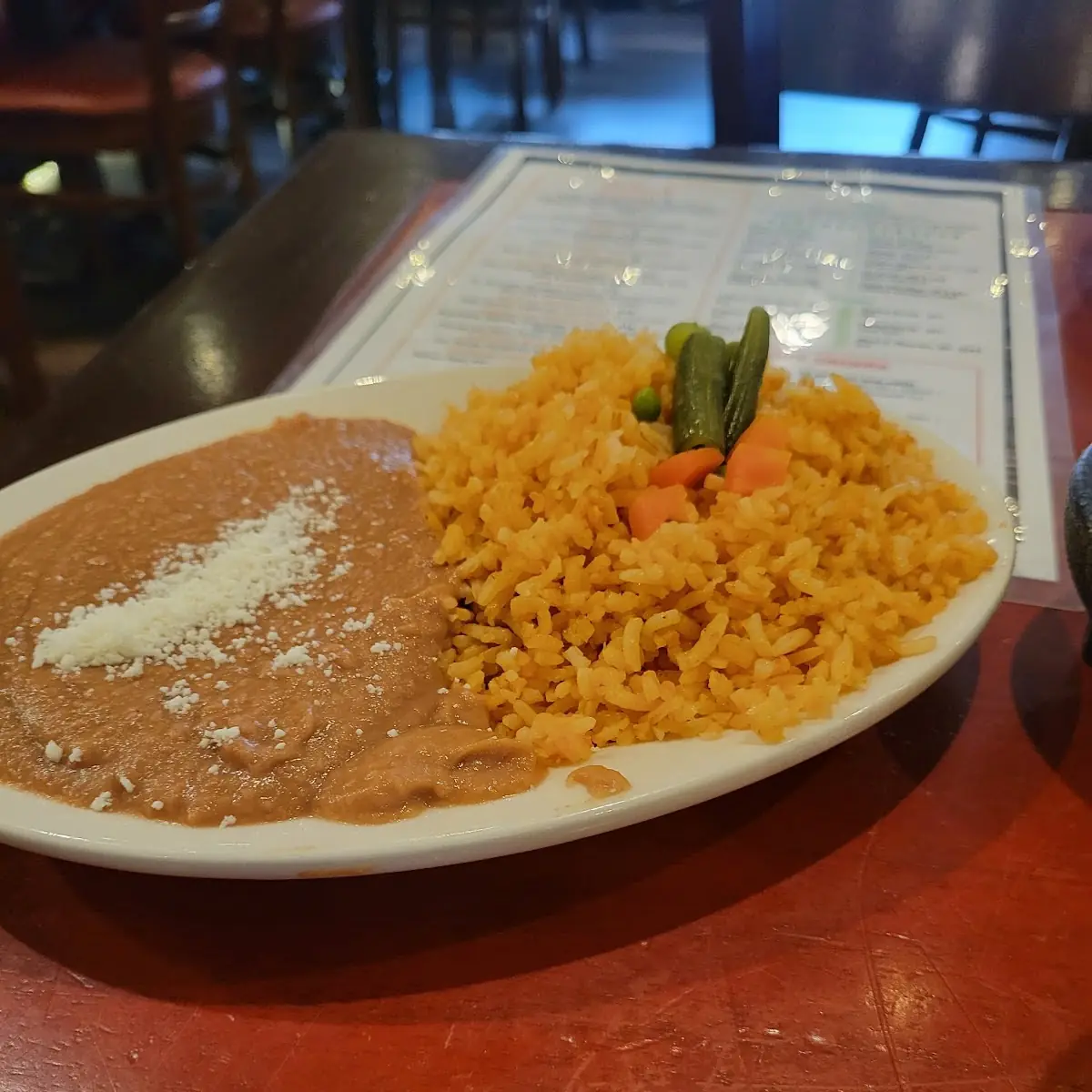 Mexican Rice with Refried Beans