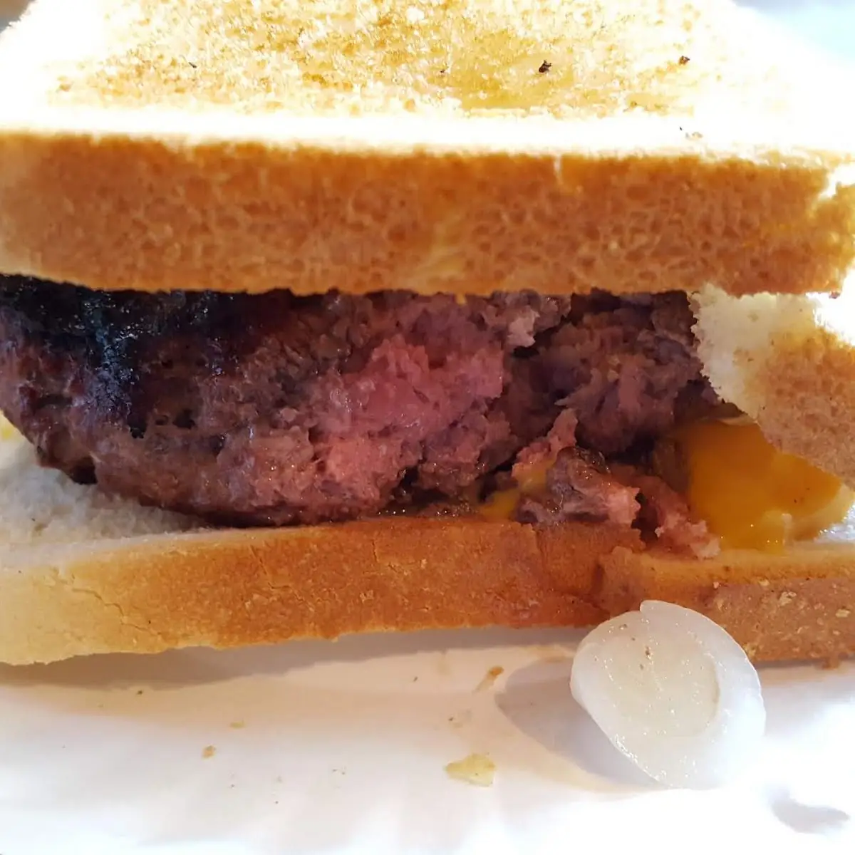 Burger with Onions on Toast