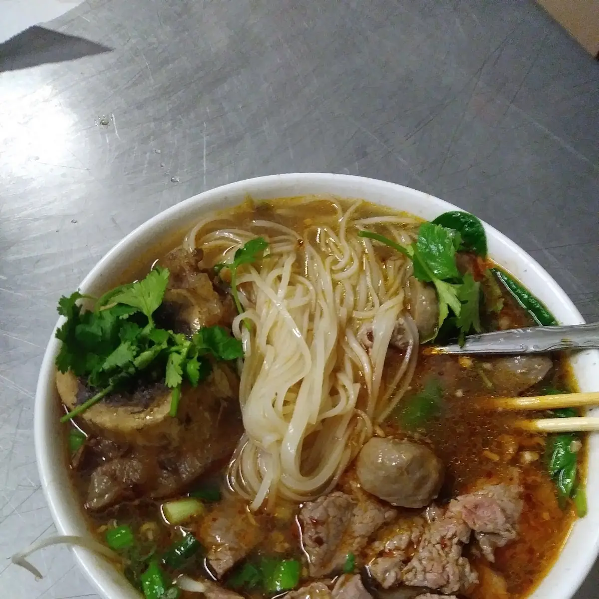 Pho Combo Rib Eye Steak and Beef Meatball