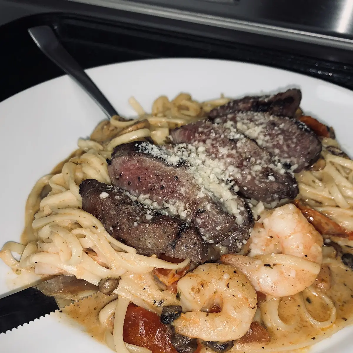 Bistro Steak & Shrimp Alfredo Linguine