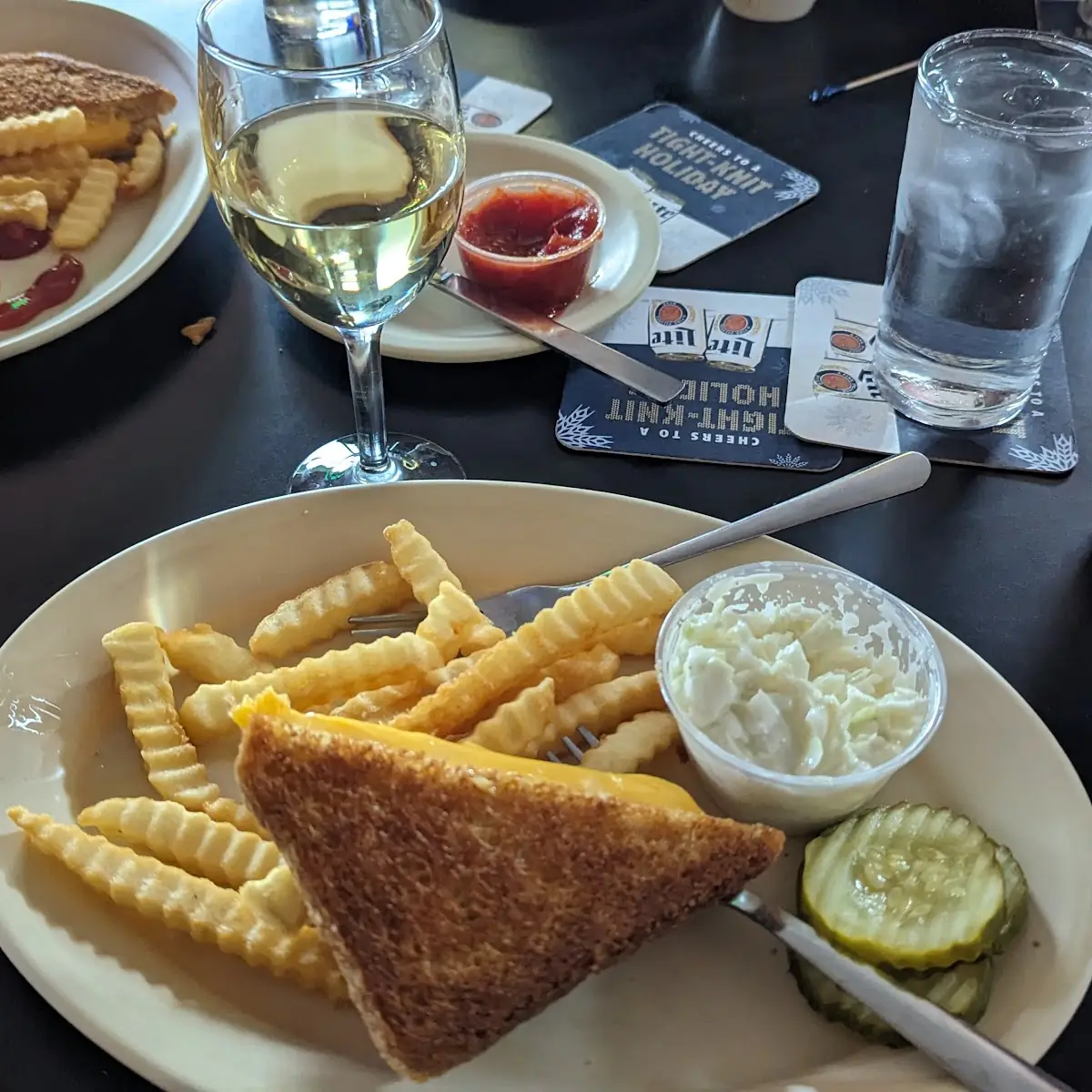 Grilled Cheese Fries and Coleslaw