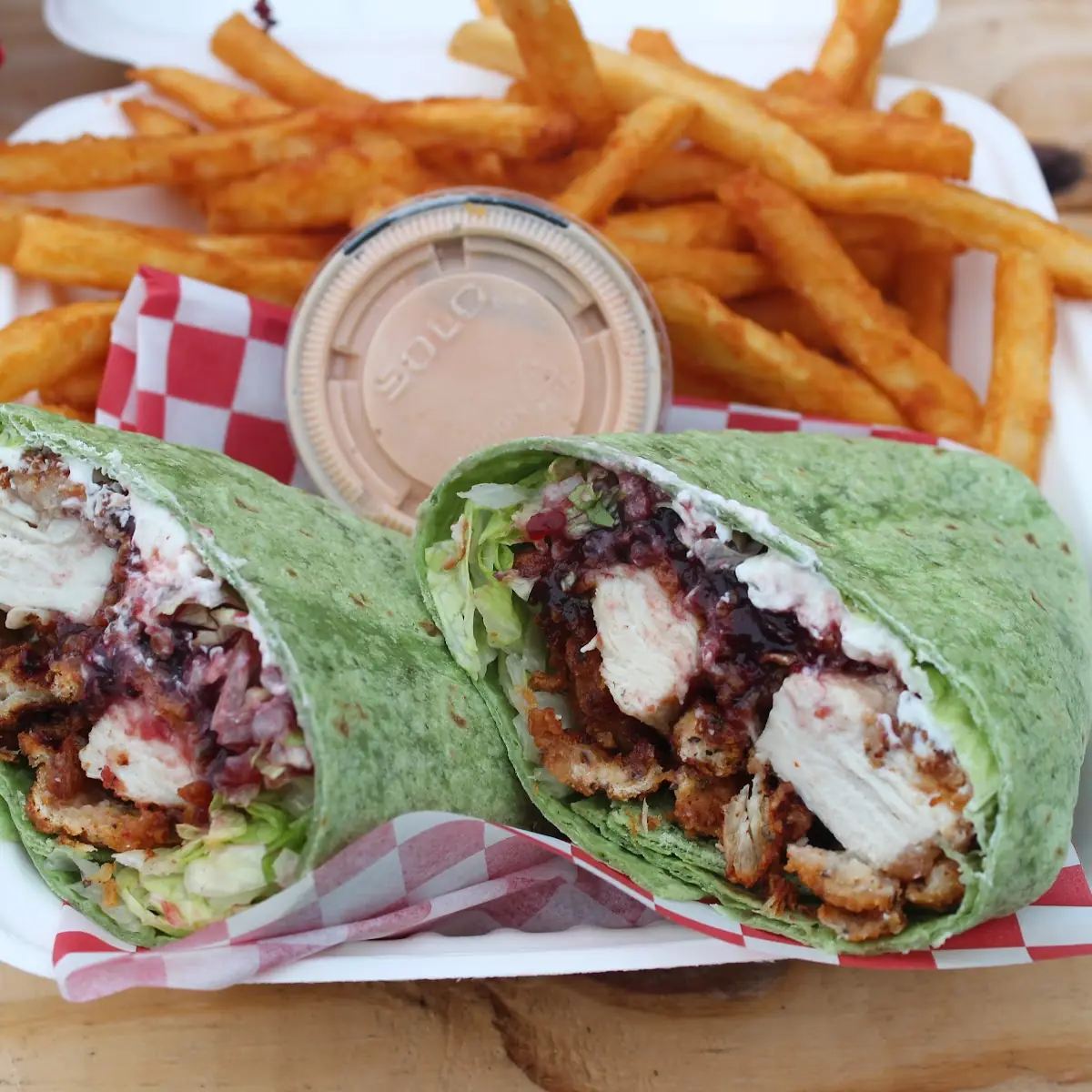 Chicken Bacon Avocado Wrap Fries & Drink