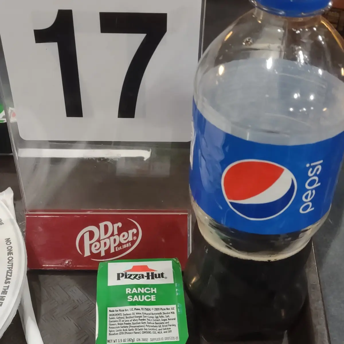 Pepperoni Pizza with Pepsi and Ranch Dressing
