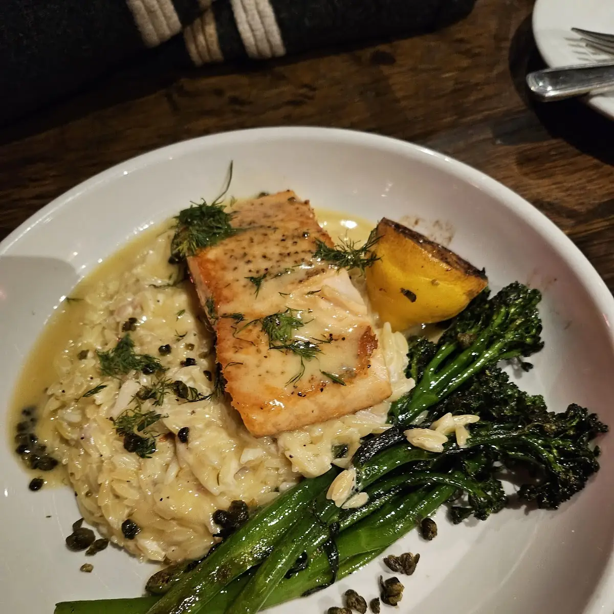 Seared Salmon with Risotto and Asparagus