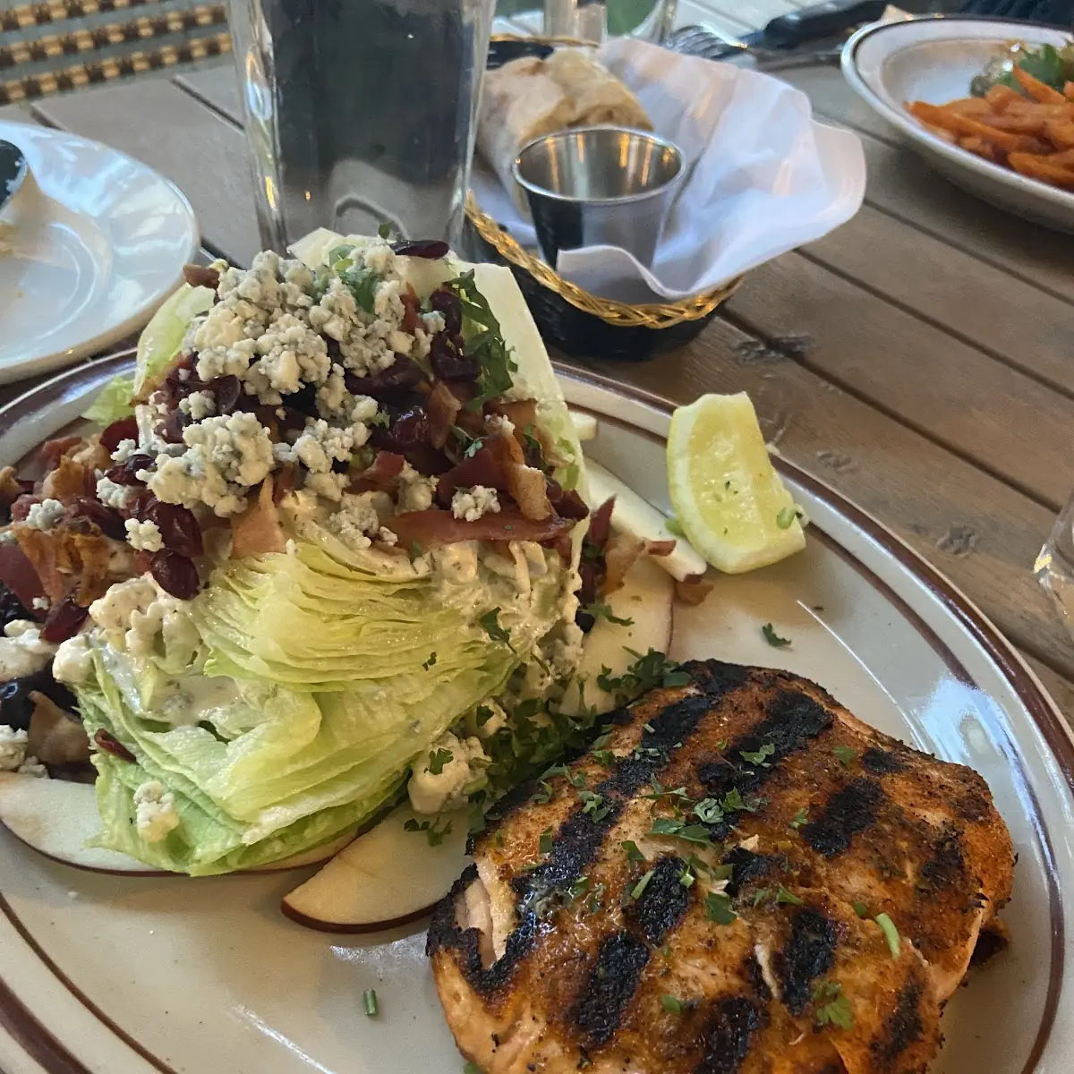 Wedge Salad and Grilled Salmon