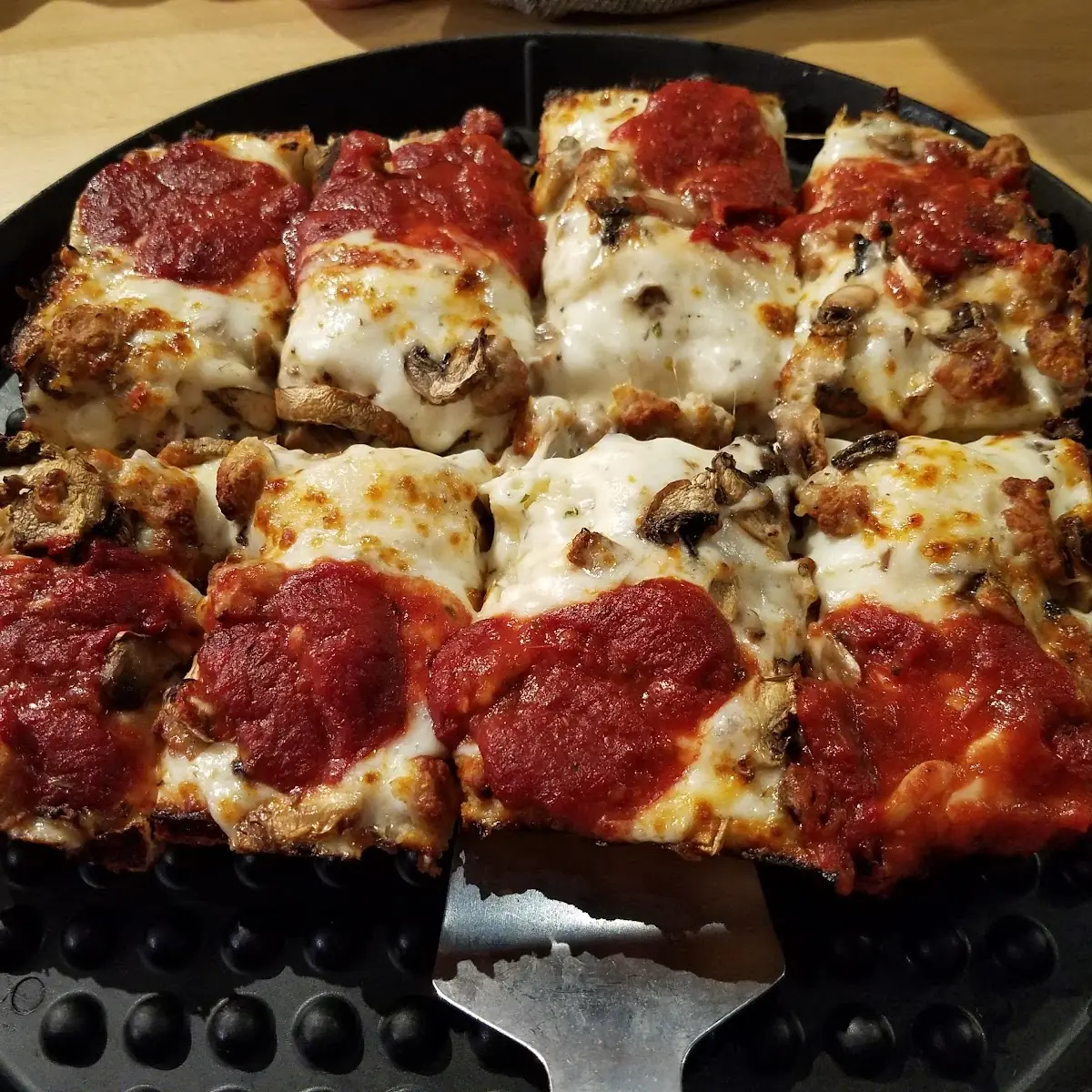Medium Deep Dish Sausage and Mushroom Pizza