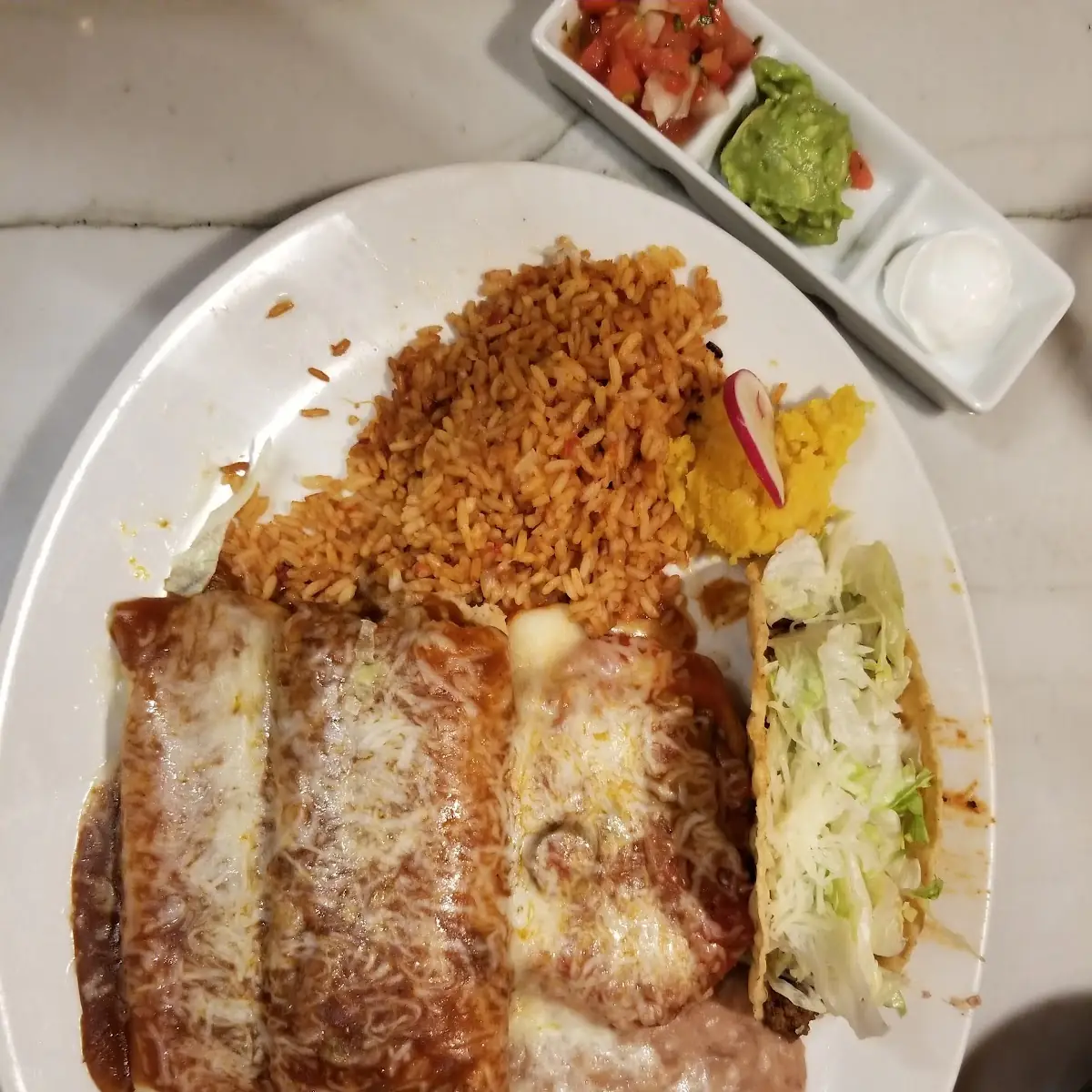 Chicken Enchilada Plate w Black Beans and Rice