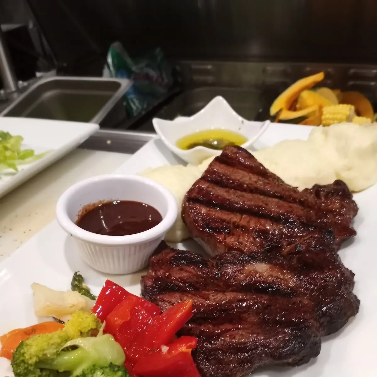 Ribeye Steak with Steamed Vegetables
