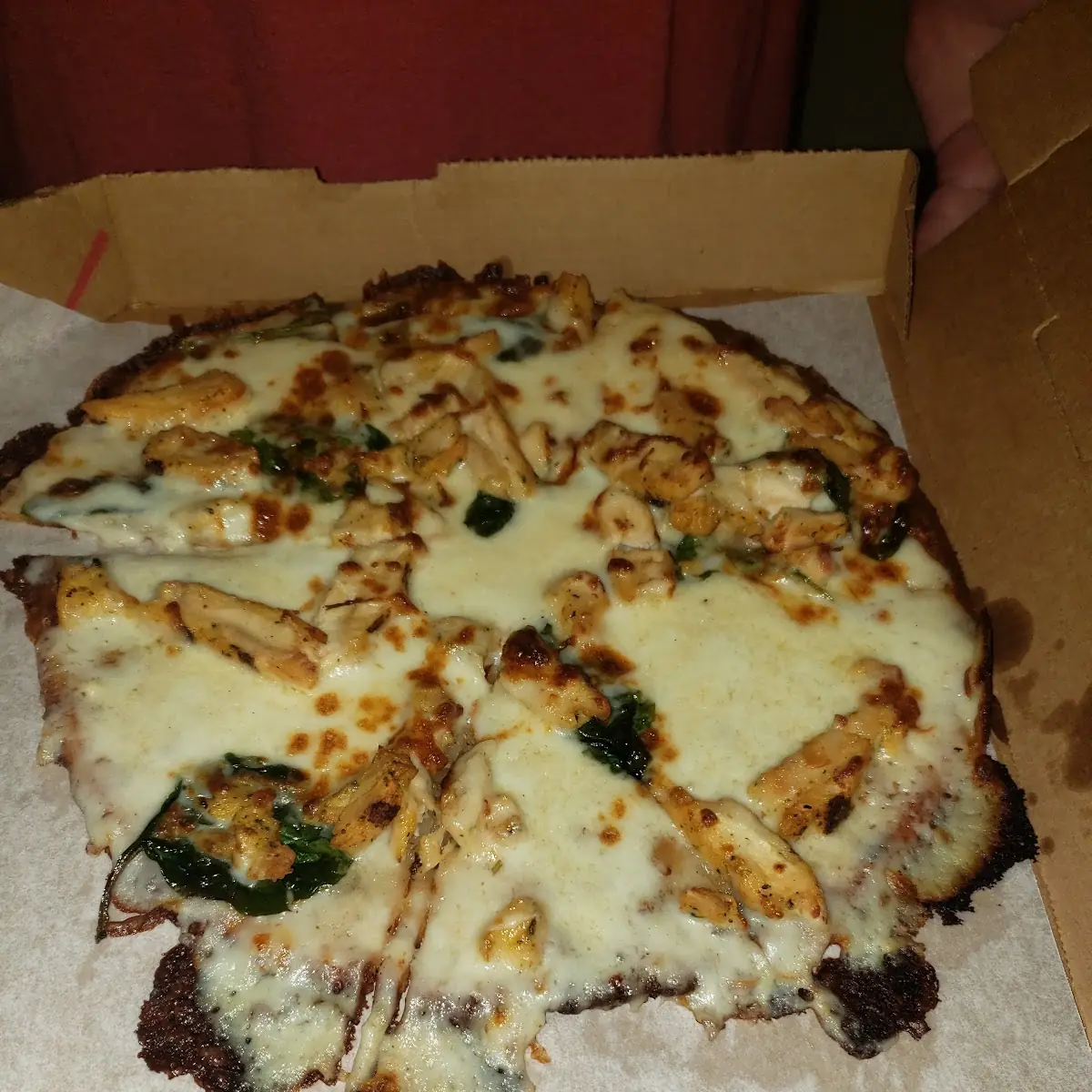 Cauliflower Spinach Alfredo Pizza