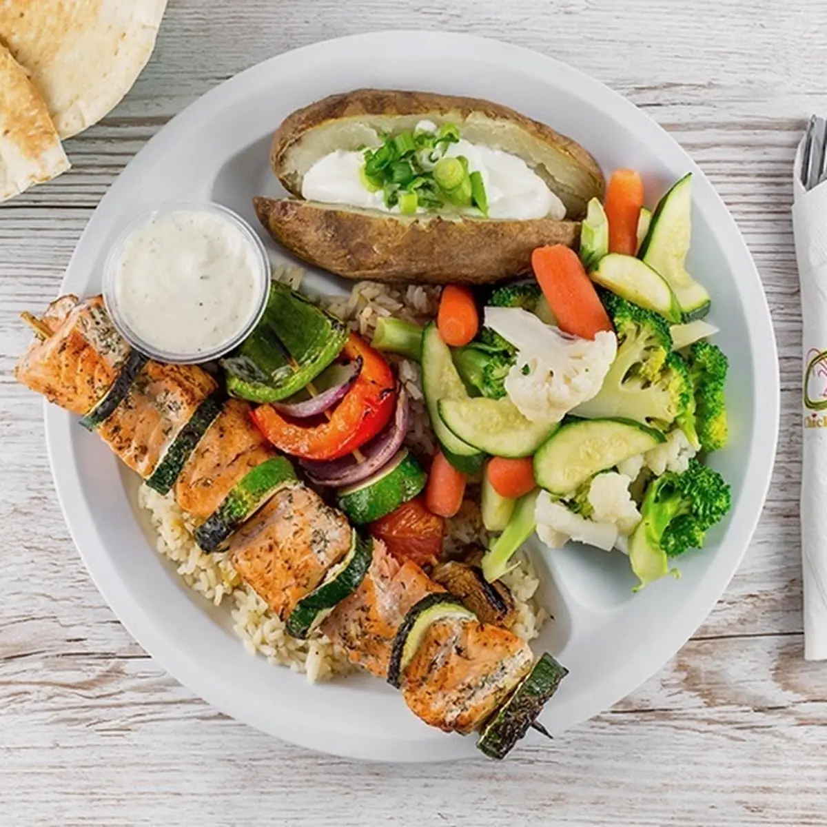 Chicken Kebab and Vegetable Kebab